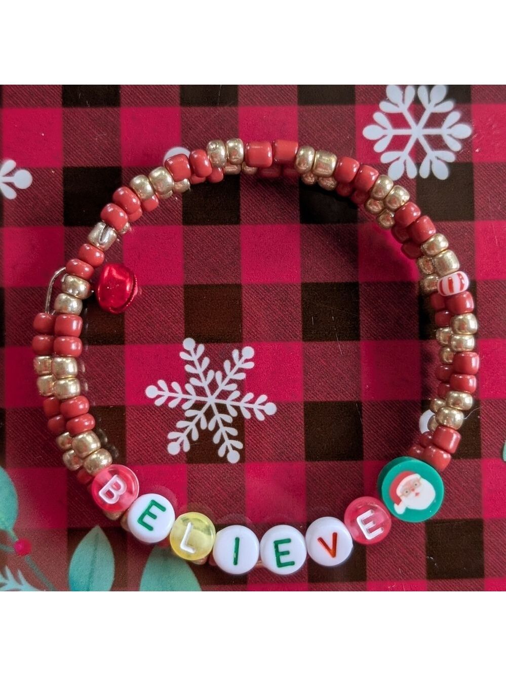 BELIEVE Christmas Memory Wire Bracelet